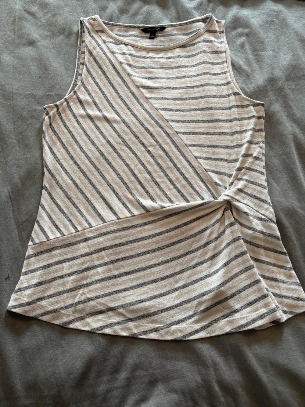 Banana Republic Striped Twist-Front Sleeveless Top Neutral Stripes